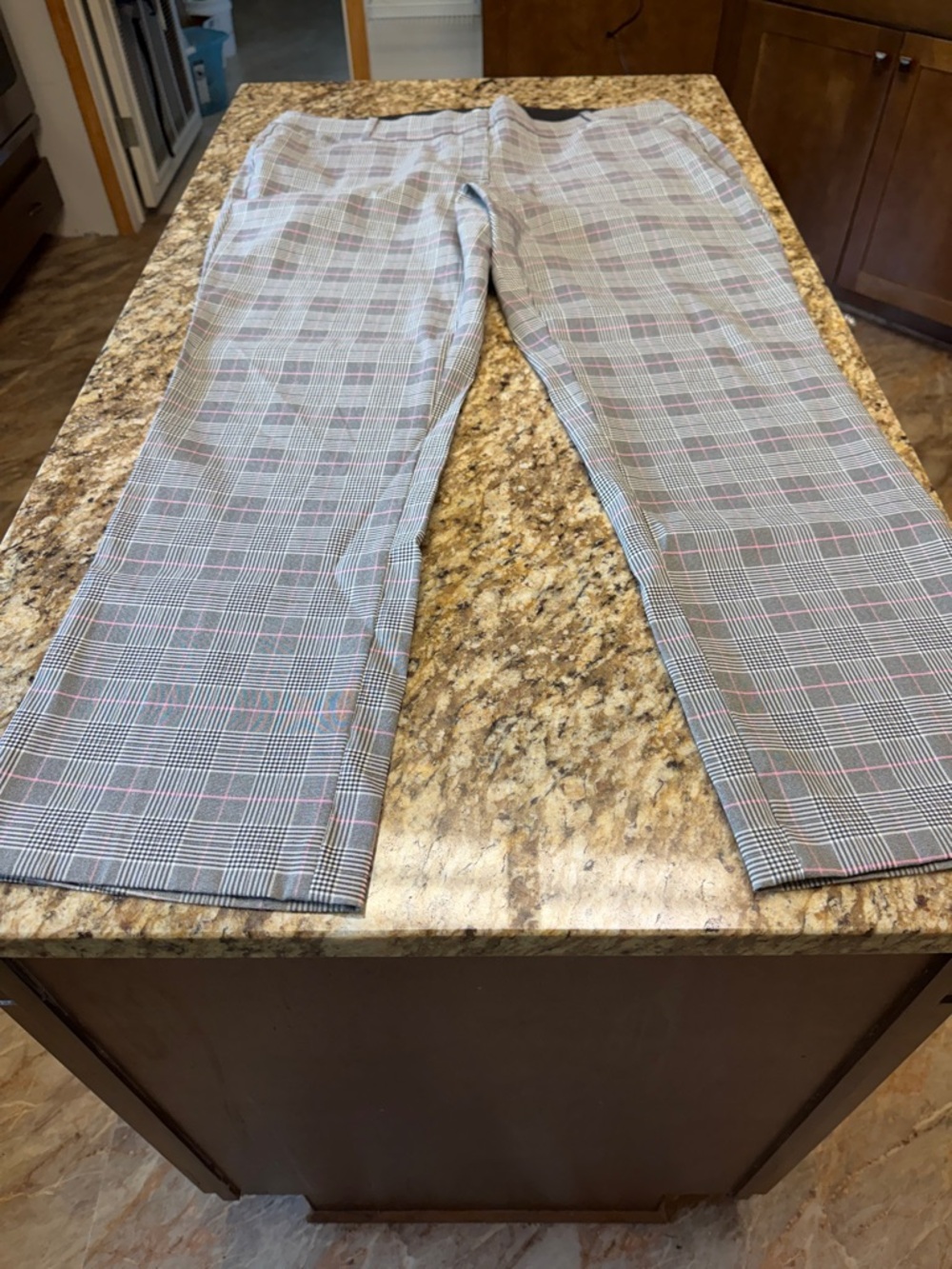 Lane Bryant Gray Plaid Dress Pants with Pink Windowpane